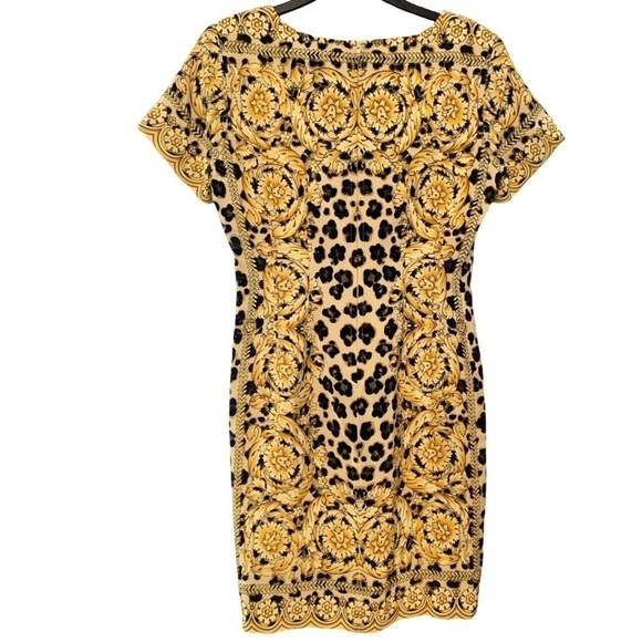 SALE! Y2K BLOOMINGDALES SILK Scarf Print office Siren Shift Dress 10 Petites - Picture 3 of 7